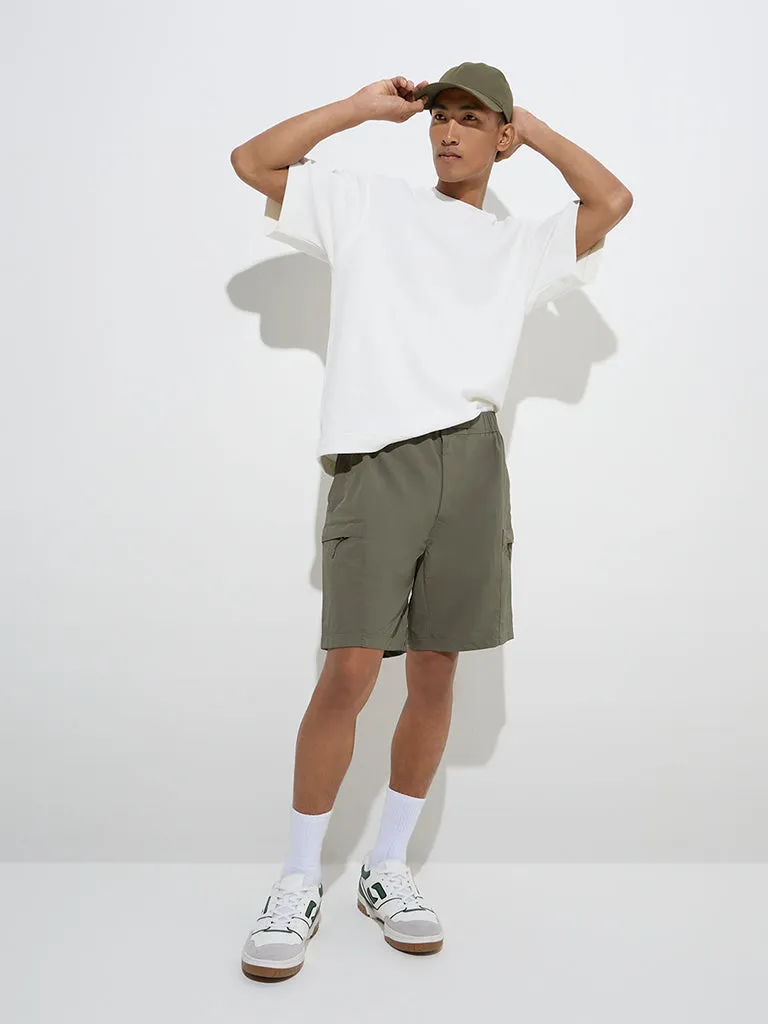 Studiofit Olive Relaxed-Fit Mid-Rise Shorts
