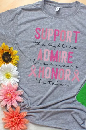 Support Admire Honor Pink Ribbon Unisex Dri-Power Poly Tee