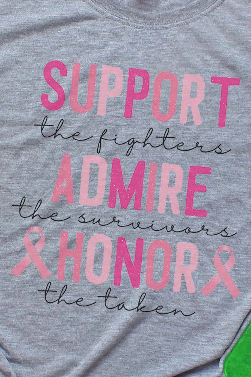 Support Admire Honor Pink Ribbon Unisex Dri-Power Poly Tee