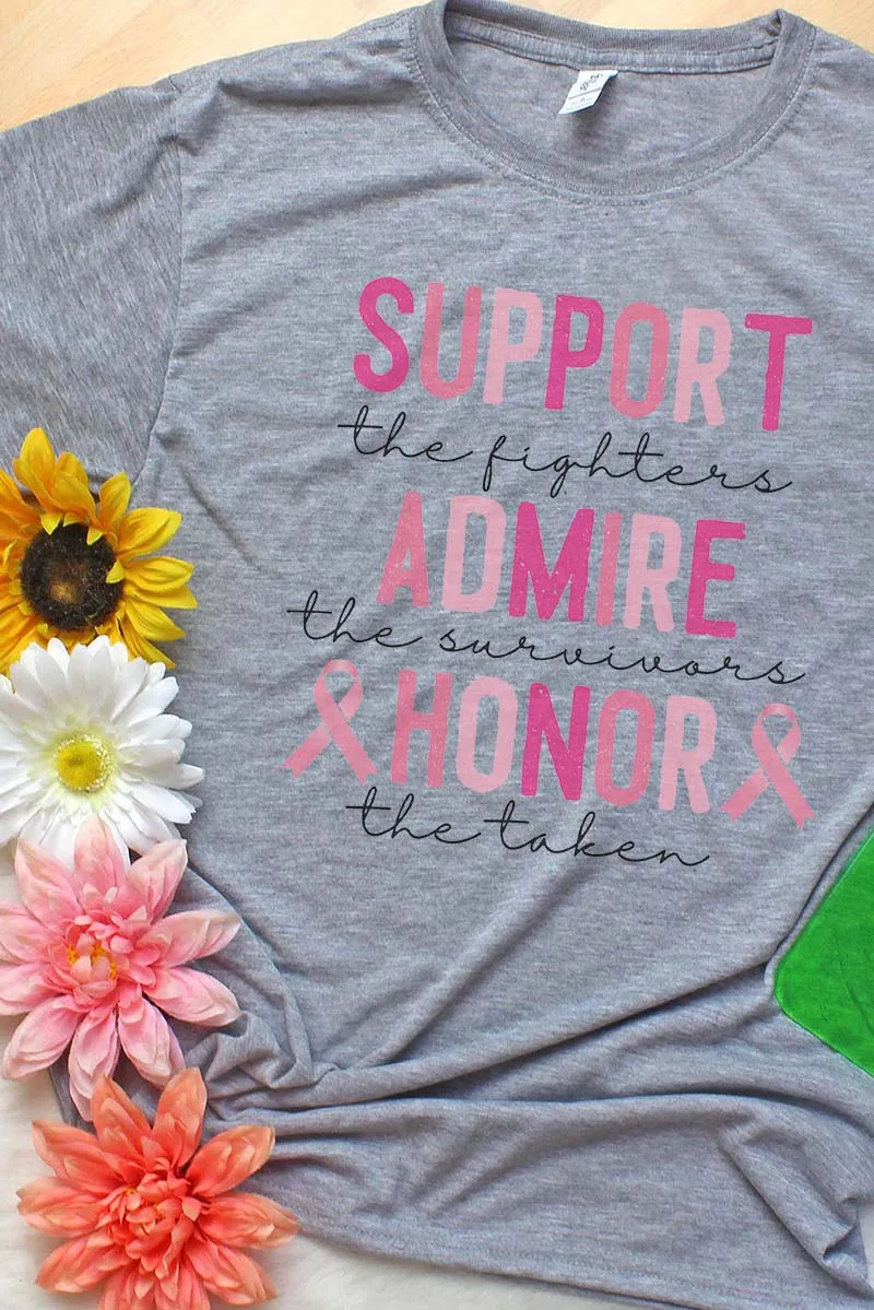 Support Admire Honor Pink Ribbon Unisex Dri-Power Poly Tee