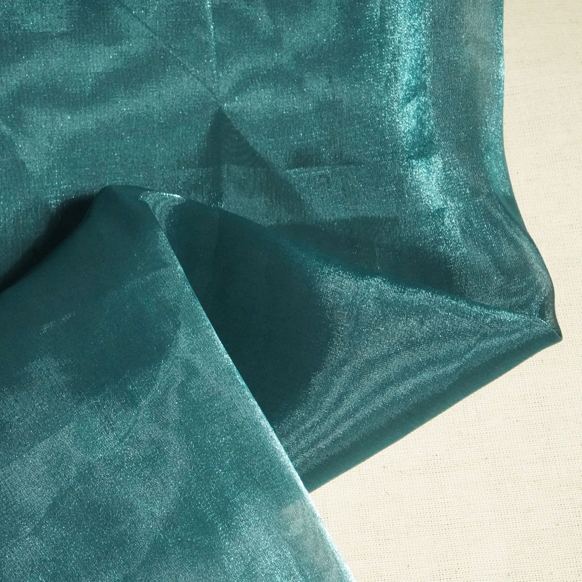 Teal Blue Solid Satin Organza AFC-9438