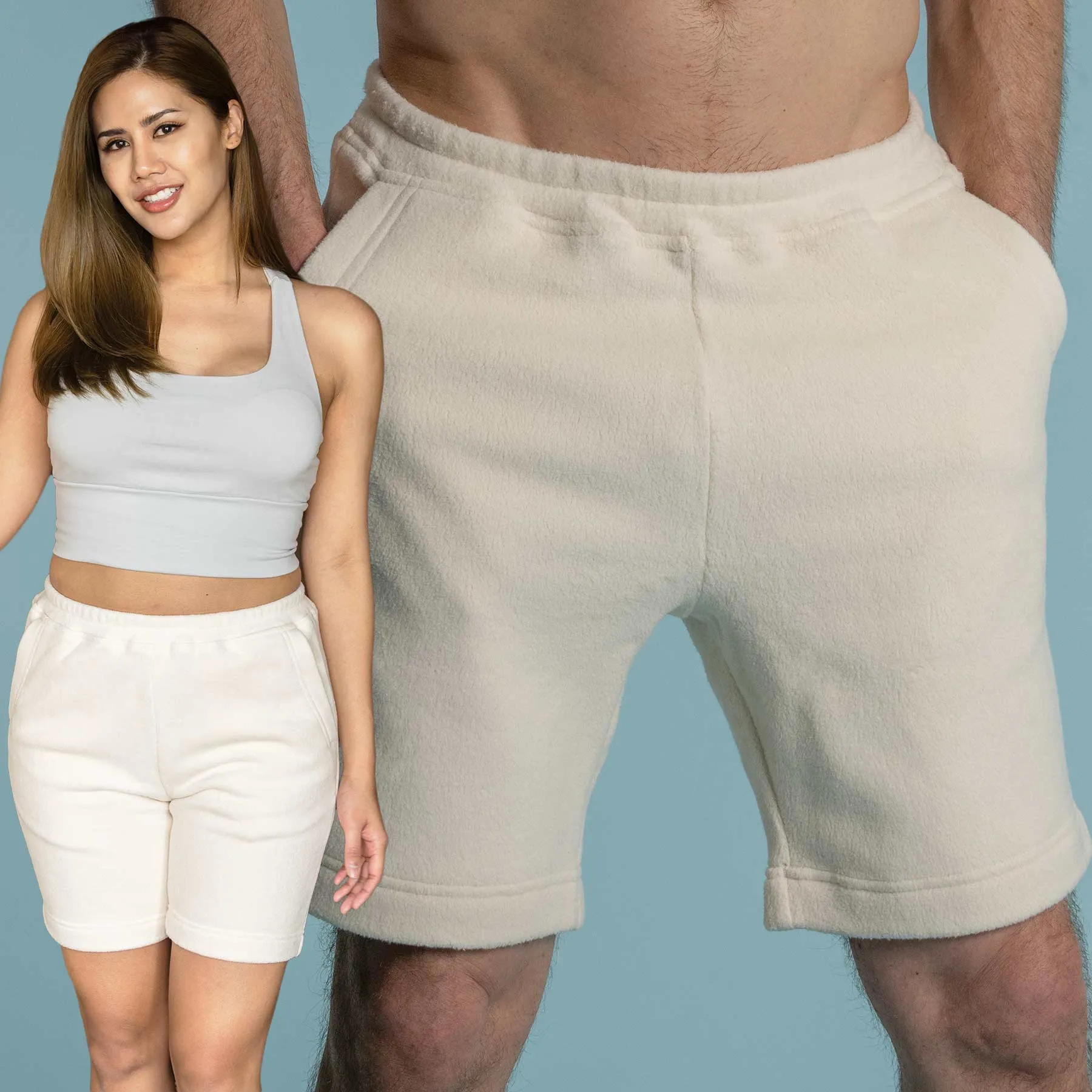 TETON 100% Organic Cotton Fleece Sweat Shorts (Covered Organic Elastic, Plastic-free, Organic Cotton Thread Option, 100% Biodegradable)