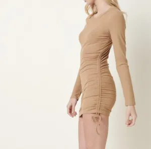 The Winnie Dress: Ruched Side Long Sleeve Dress