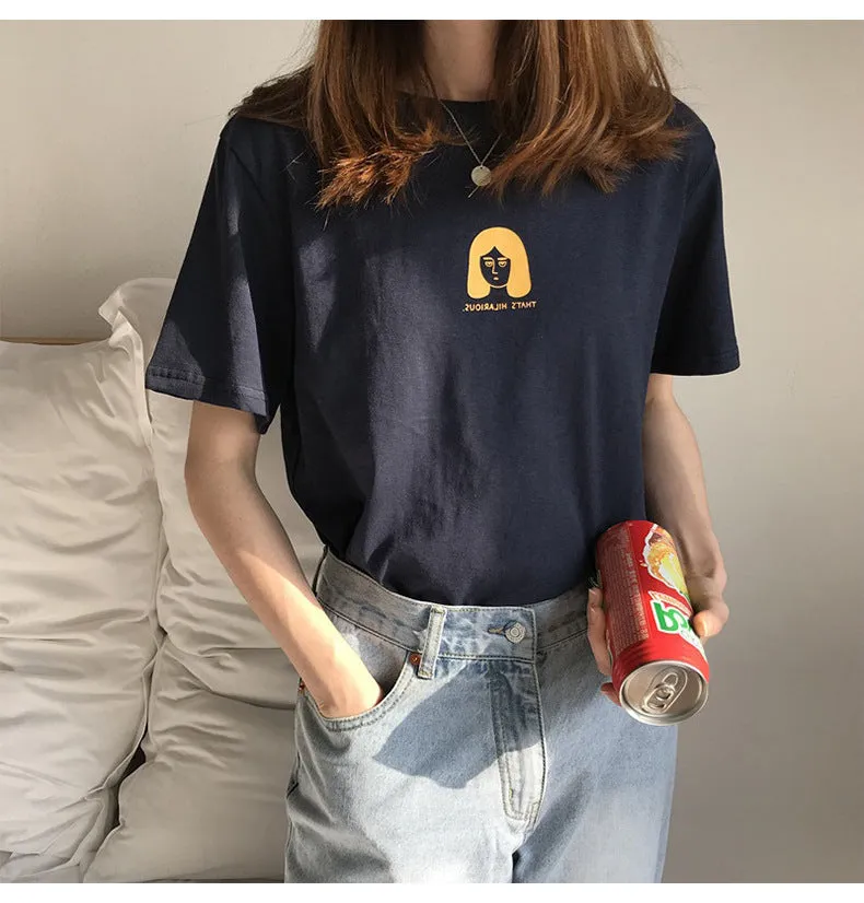 Trendy Women Summer Korean Loose T-Shirt INS Student Short Sleeve Tops T-Shirt