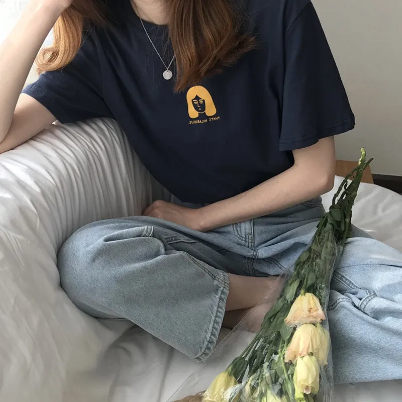 Trendy Women Summer Korean Loose T-Shirt INS Student Short Sleeve Tops T-Shirt