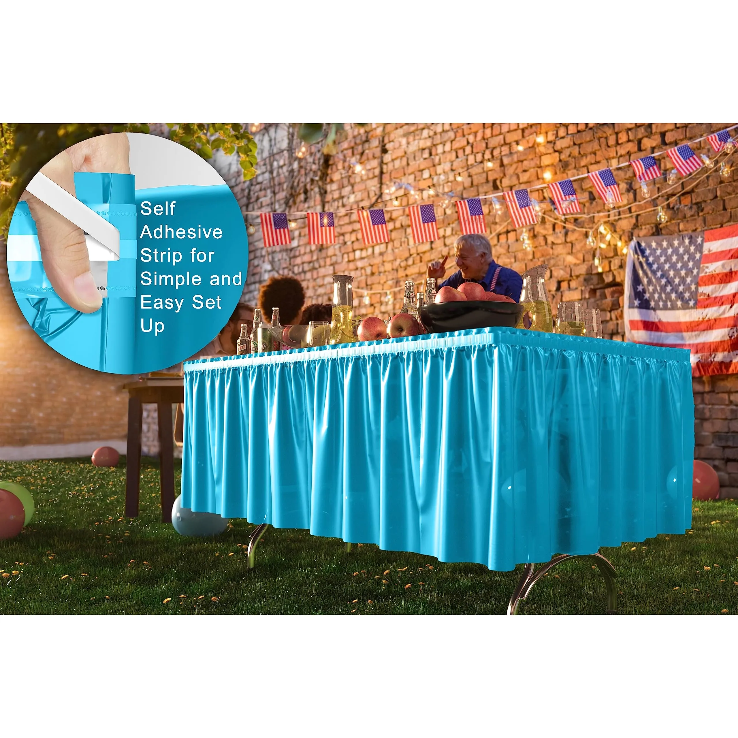 Turquoise Plastic Table Skirt