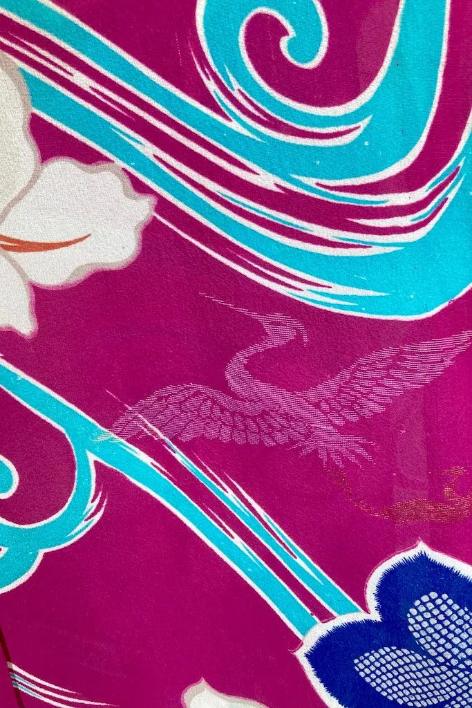 Vintage 1930s Magenta Silk Georgette Kimono