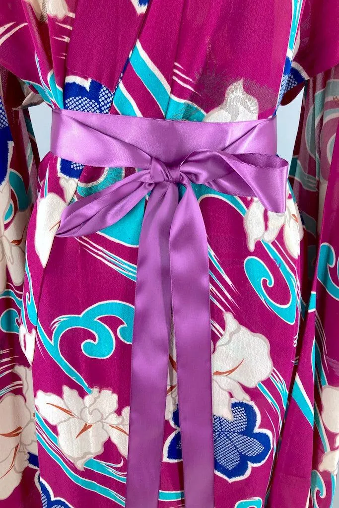 Vintage 1930s Magenta Silk Georgette Kimono