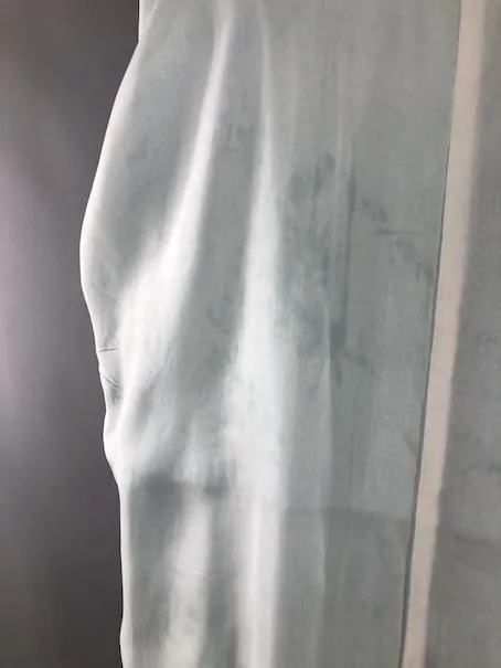 Vintage 1960s Silk Satin Kimono Robe / Aqua Blue Embroidered Butterflies