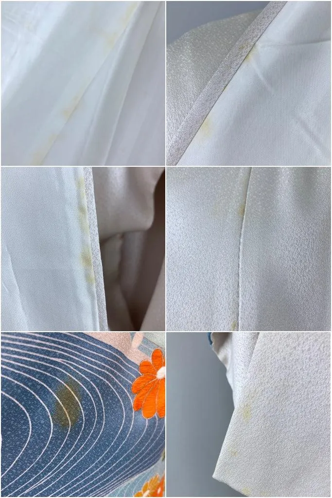 Vintage Blue Rivers Silk Kimono Robe