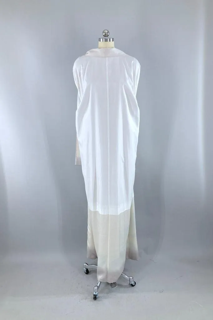 Vintage Blue Rivers Silk Kimono Robe