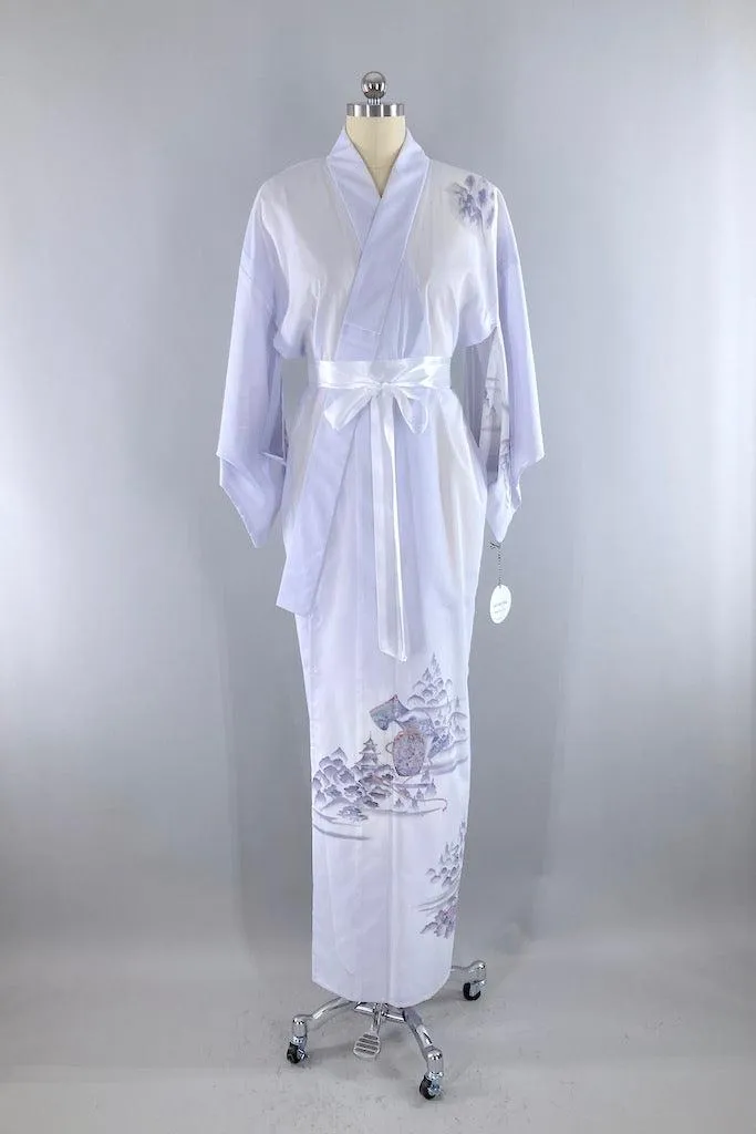 Vintage Grey Pagoda Kimono Robe