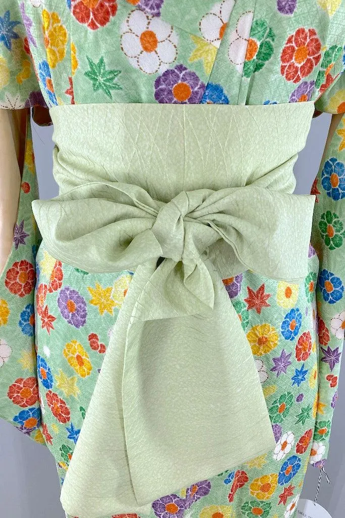 Vintage Spring Green Floral Kimono