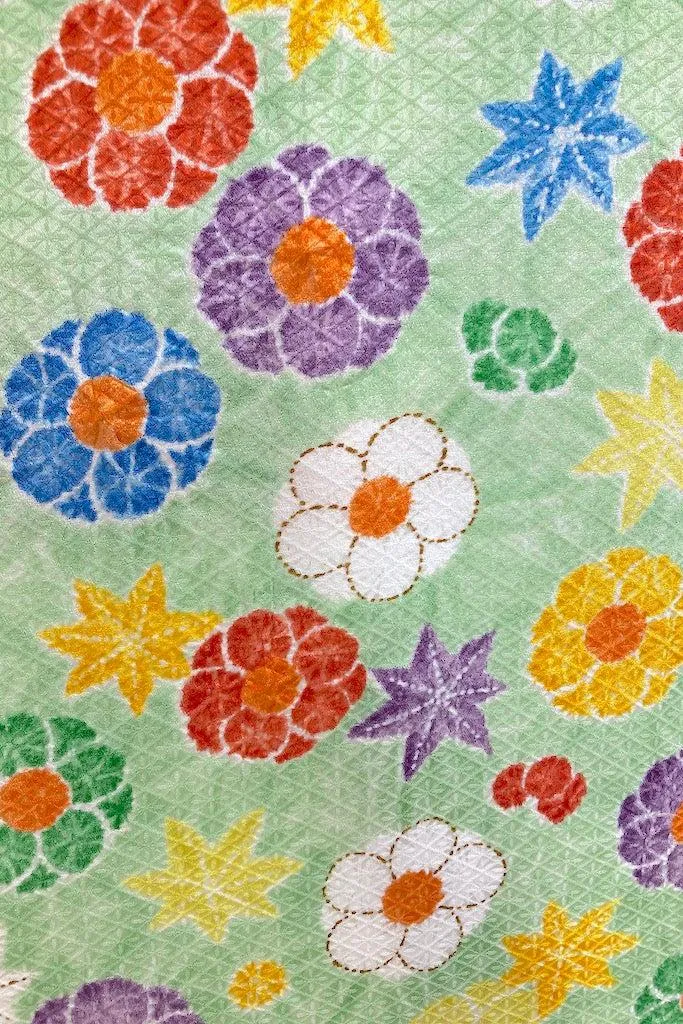Vintage Spring Green Floral Kimono
