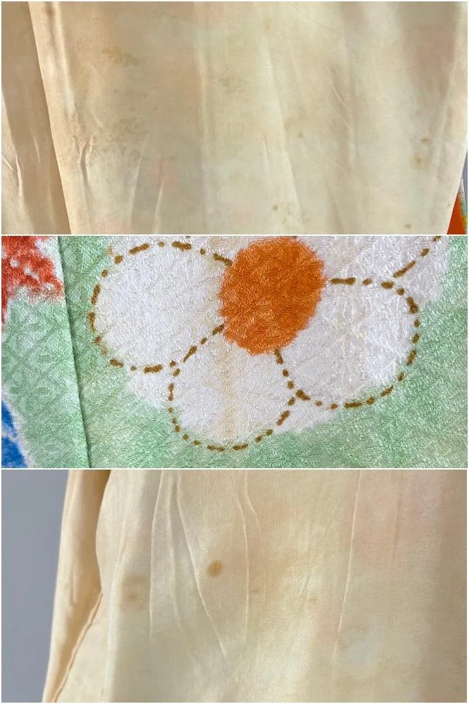 Vintage Spring Green Floral Kimono