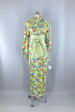 Vintage Spring Green Floral Kimono