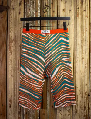 Vintage Zubaz Tiger Print Shorts 90s Teal and Orange Small