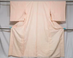 Weaving Pattern Nagajuban 128cm Wide 134cm Long - Vintage Silk Women's Juban with Lining - Light Pink, Bamboo Leaves