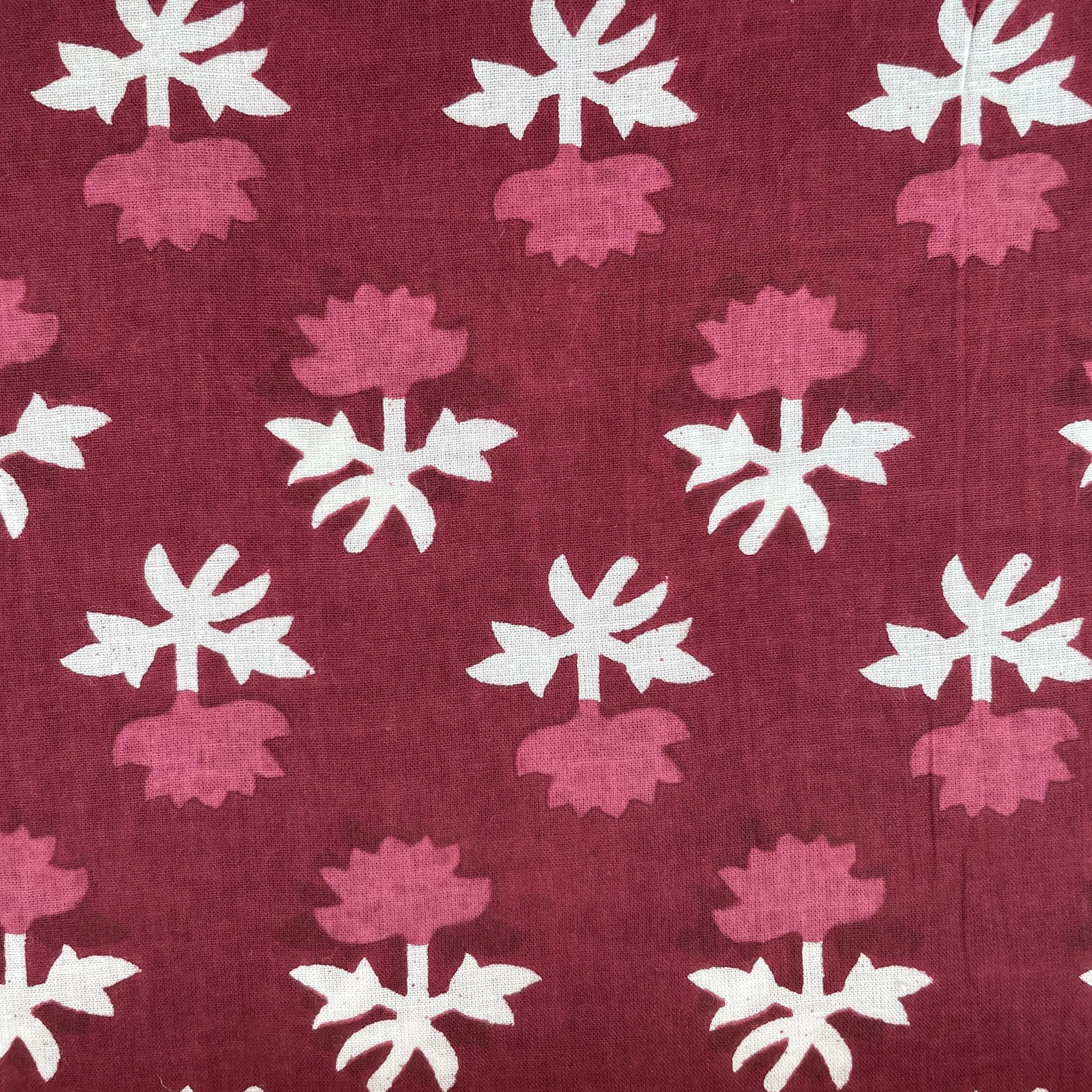 White & Pink Floral Thread Embroidery Cotton Fabric 11697