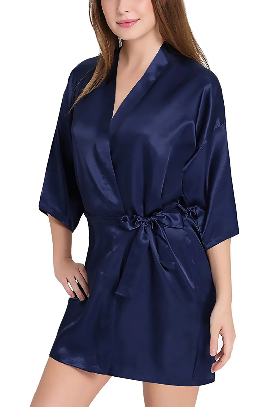 Xs and Os Women Satin Babydoll Kimono Nightwear Robe